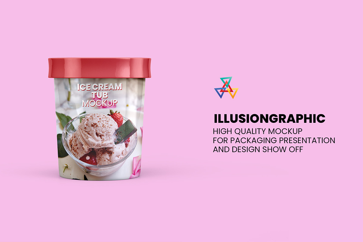 Ice Cream Tub Mockup - 8 views, a Packaging Mockup by Illusiongraphic (Photo 19 of 19)