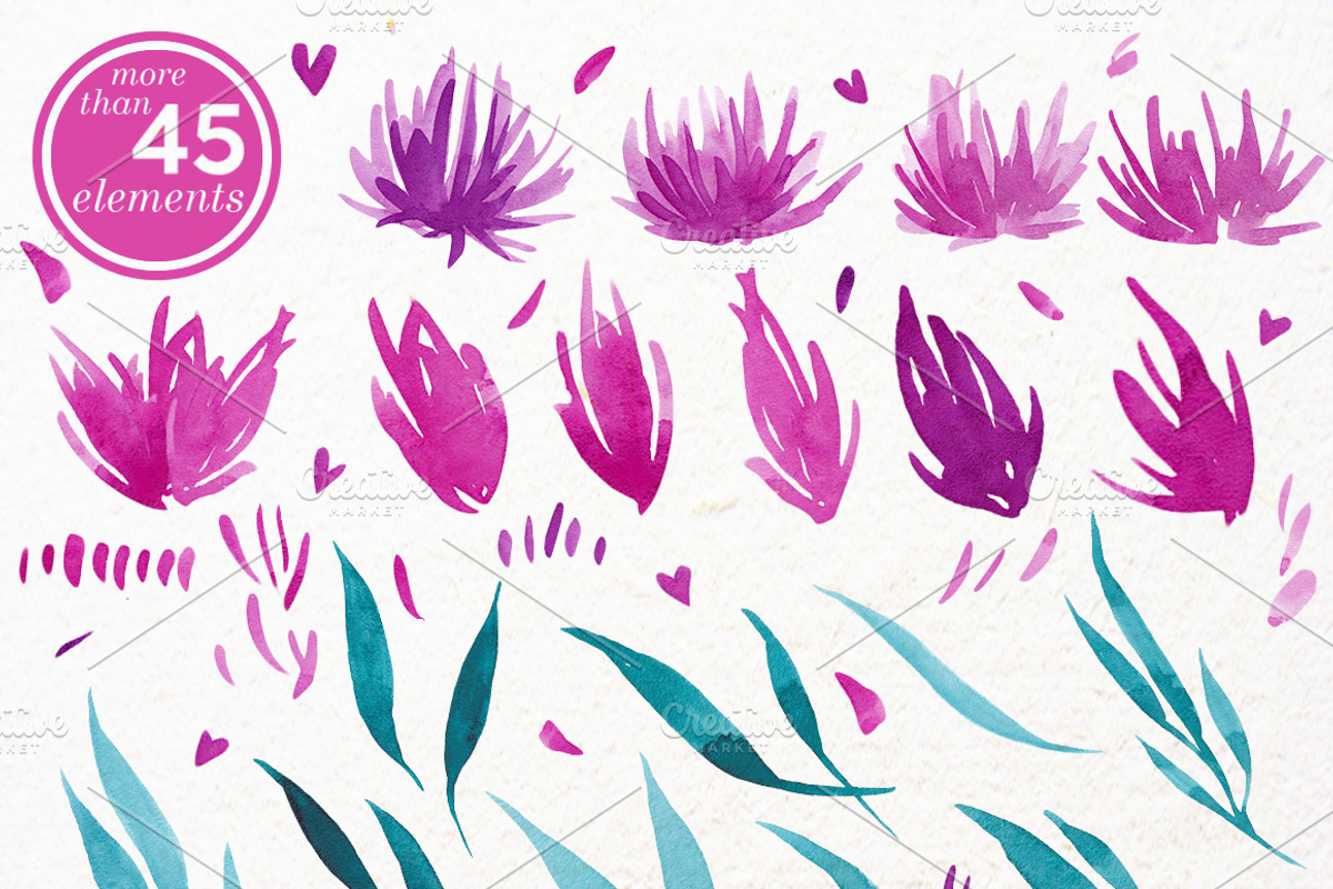 Watercolor Flowers Clip-Art Set, an Object Graphic by Yashroom (Photo 3 of 4)