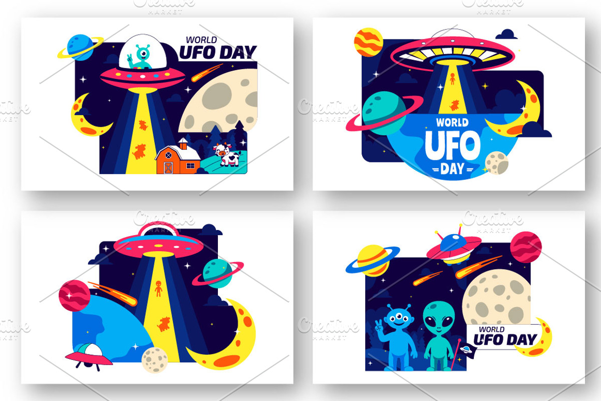 10 World UFO Day Illustration, an Object Illustration by denayunebgt (Photo 3 of 4)