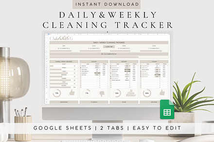 Digital Cleaning Tracker Spreadsheet, a Templates & Theme by BRANDcontent