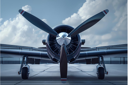 Blue airplane standing on a runway, a Transportation Photo by Ylivdesign