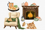 Watercolor Cozy Fall, Autumn Clipart, a Seasonal Illustration by MiracleArtAndDesign (Thumbnail 4 of 4)