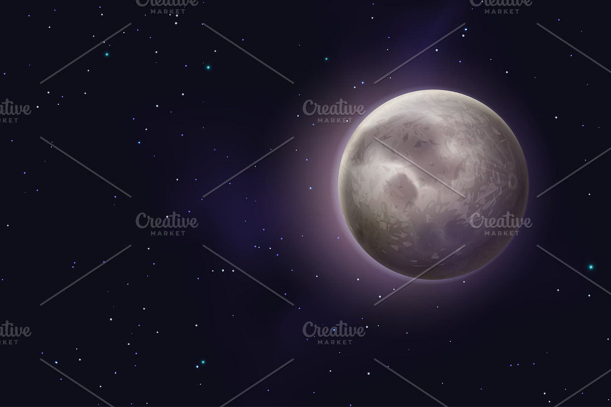 Moon background. Realistic night, an Illustration by YummyBuum