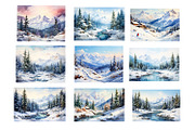 Winter mountain landscape, a Seasonal Illustration by AkvarelRiver (Thumbnail 4 of 6)