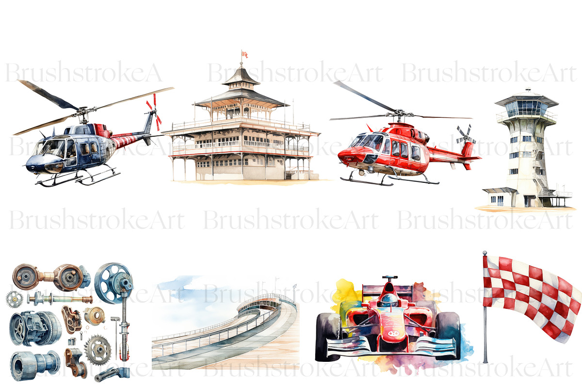 Watercolor Formula 1 Clipart, Racing, a Sport Illustration by BrushstrokeArtGB (Photo 4 of 9)