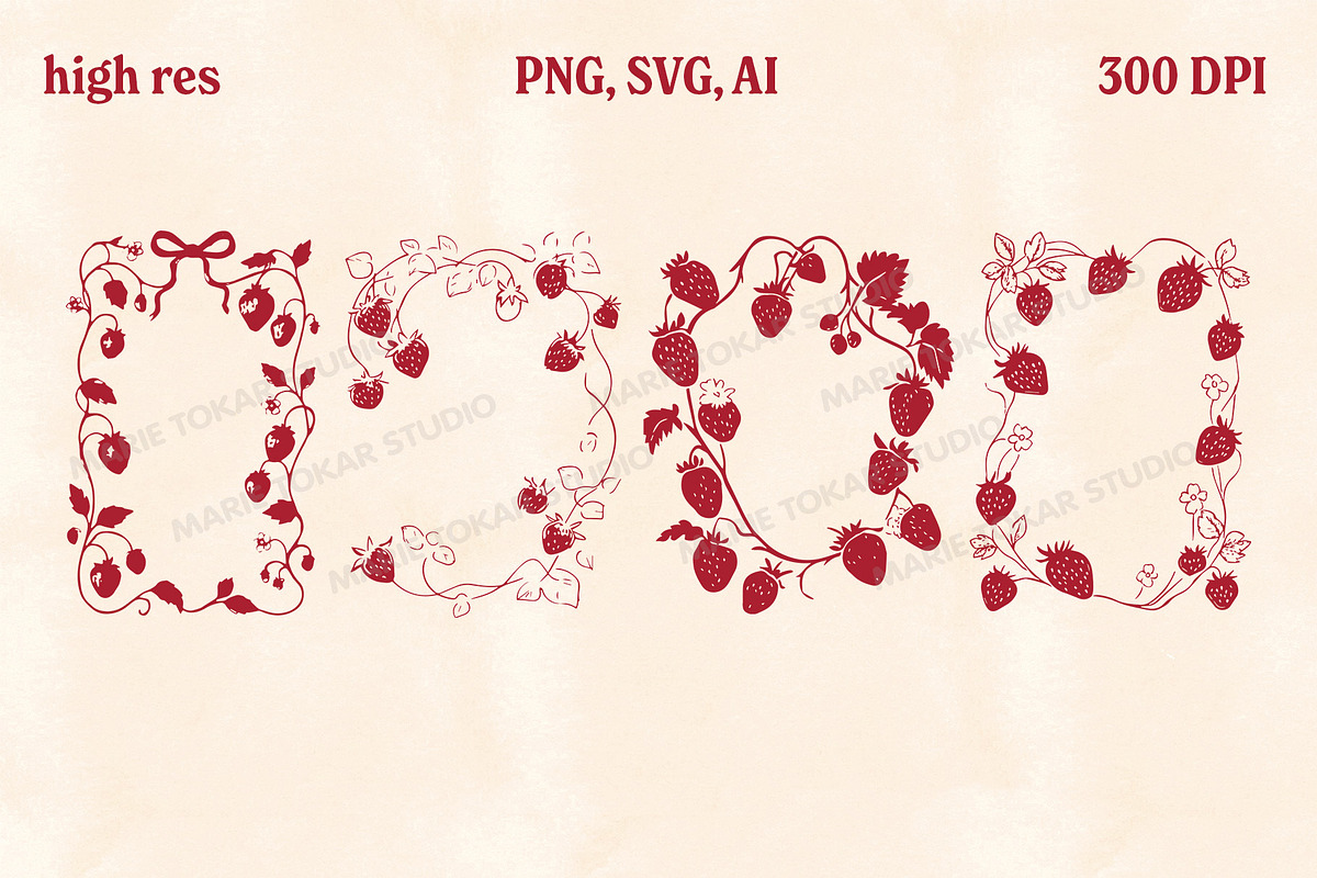 Whimsical Berry Fruit Bundle SVG PNG, a Food Illustration by Marie T (Photo 10 of 36)