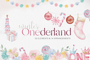 Watercolor clipart-Winter Onederland, an Illustration by Beigetime (Thumbnail 1 of 8)