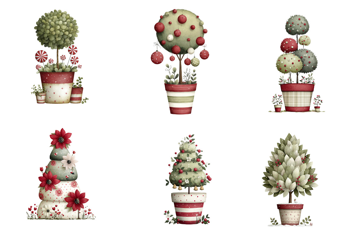 Whimsical Christmas Topiary Trees, an Illustration by CreationArt (Photo 2 of 7)