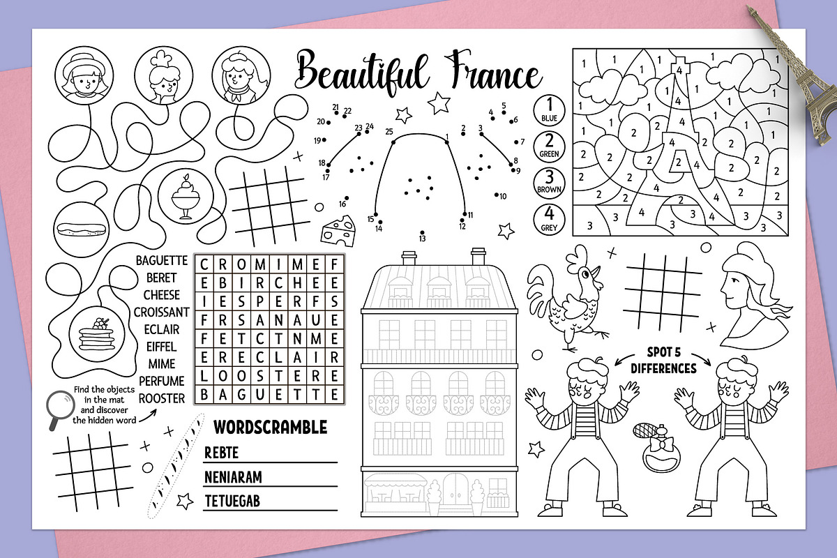 Beautiful France coloring playmats, an Education Illustration by Lexi Claus (Photo 4 of 6)