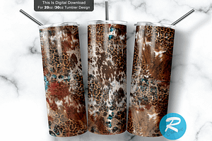 White Western-Cowhide Tumbler