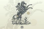 Horse tamer cowboy vintage style, a Person Illustration by Krizvector Artwork Shop (Thumbnail 1 of 3)