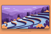 Terraced Landscape Illustration, an Illustration by Xinyan Studio (Thumbnail 1 of 4)