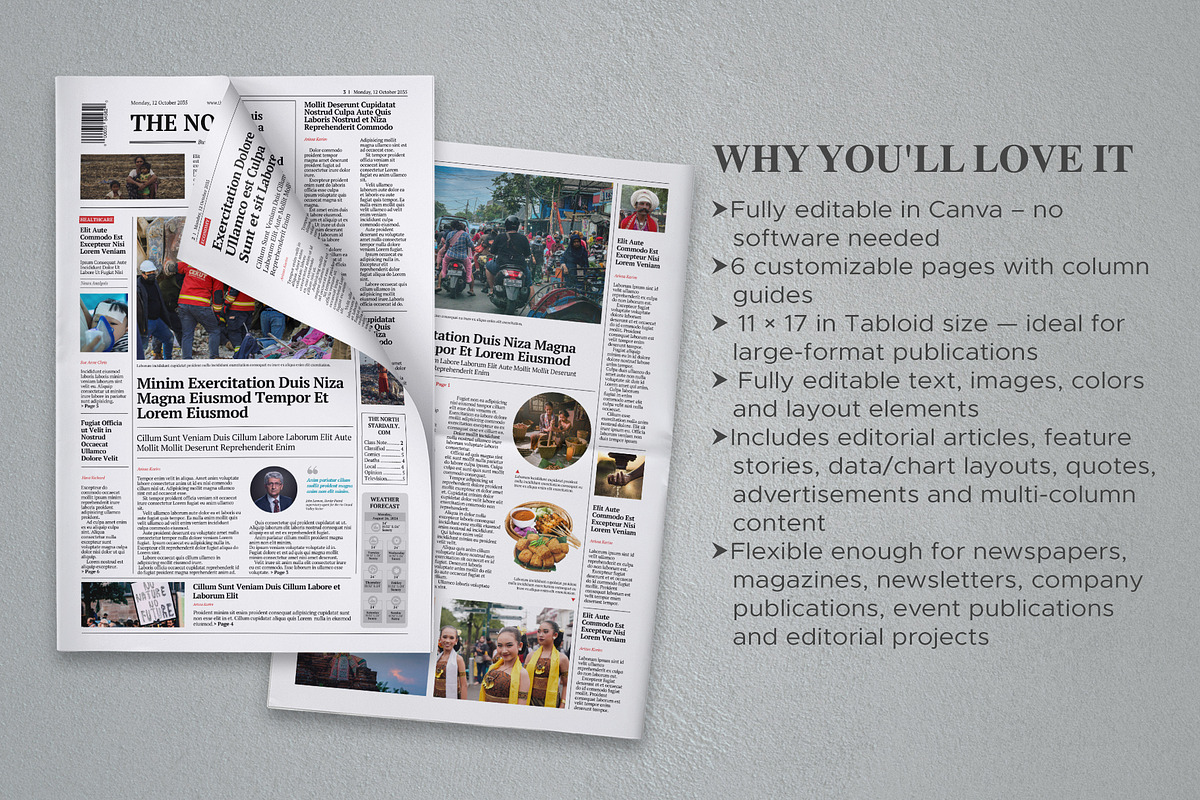Editorial Tabloid Template, a Magazine Template by Oshin Design (Photo 2 of 5)