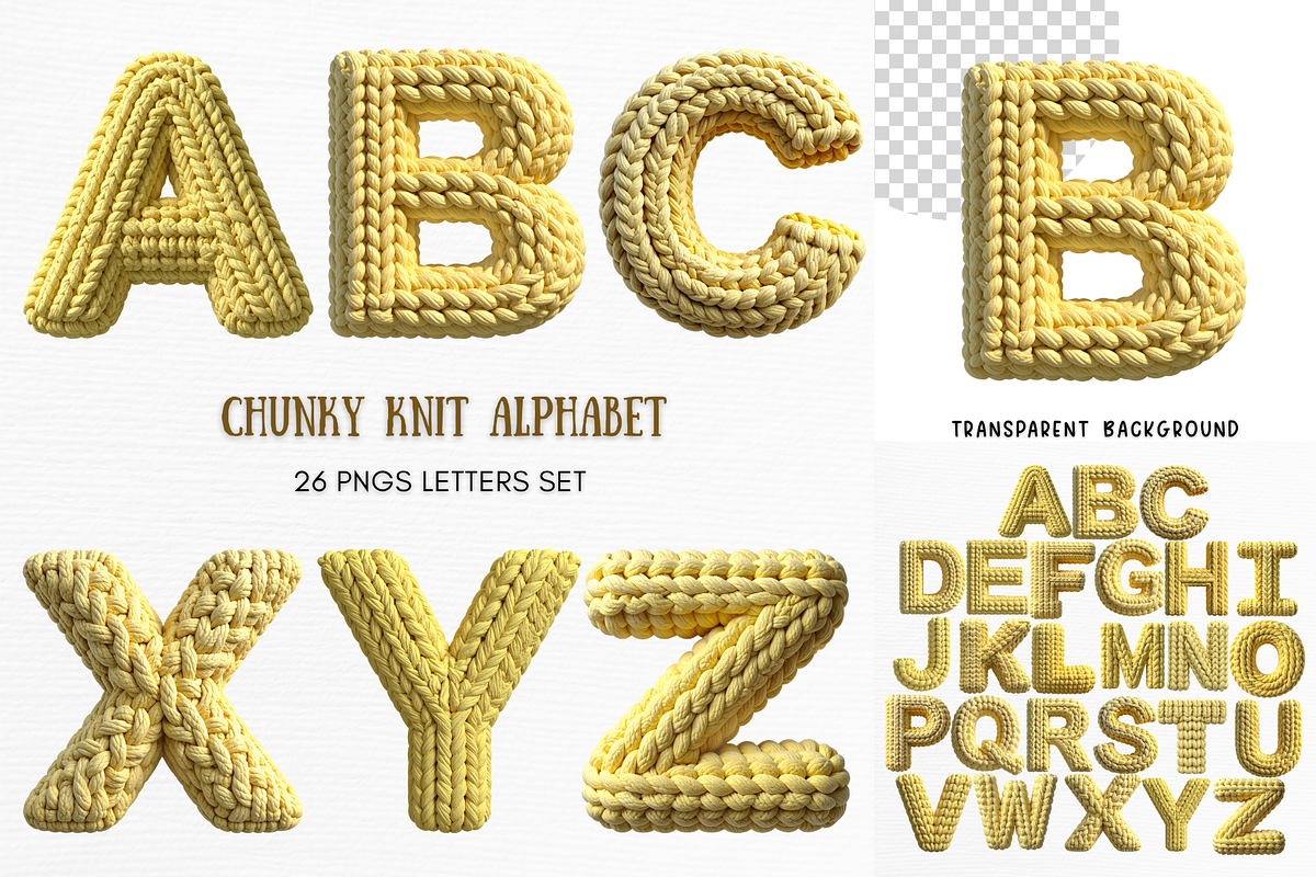 Cozy yarn font crochet knitted, an Object Graphic by SindyPrintDesign (Photo 1 of 4)