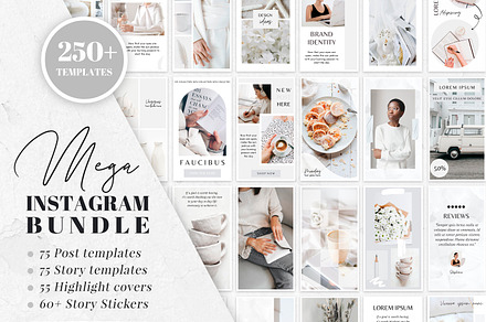 Instagram Template Bundle White, a Social Media Template by SwitzerShop