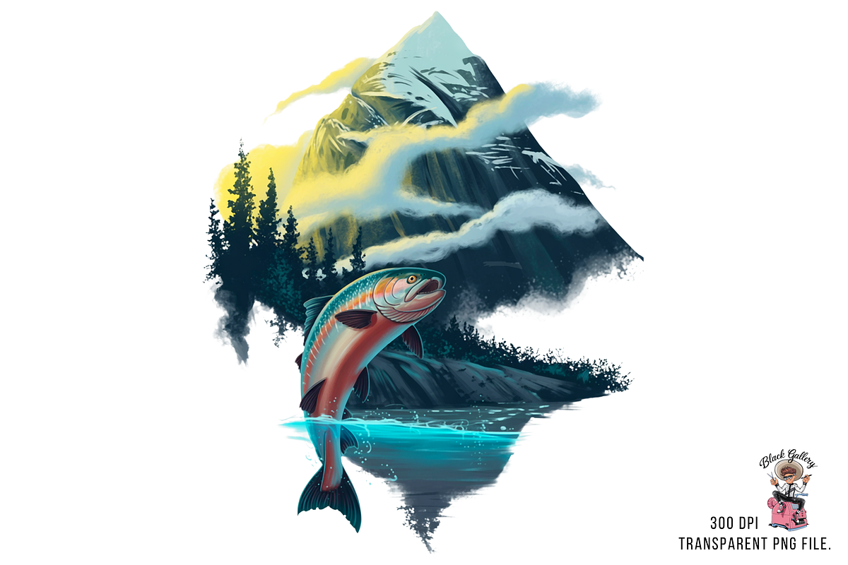 Salmon Forest PNG Bundle, a Graphic by Rina Akther (Photo 6 of 11)