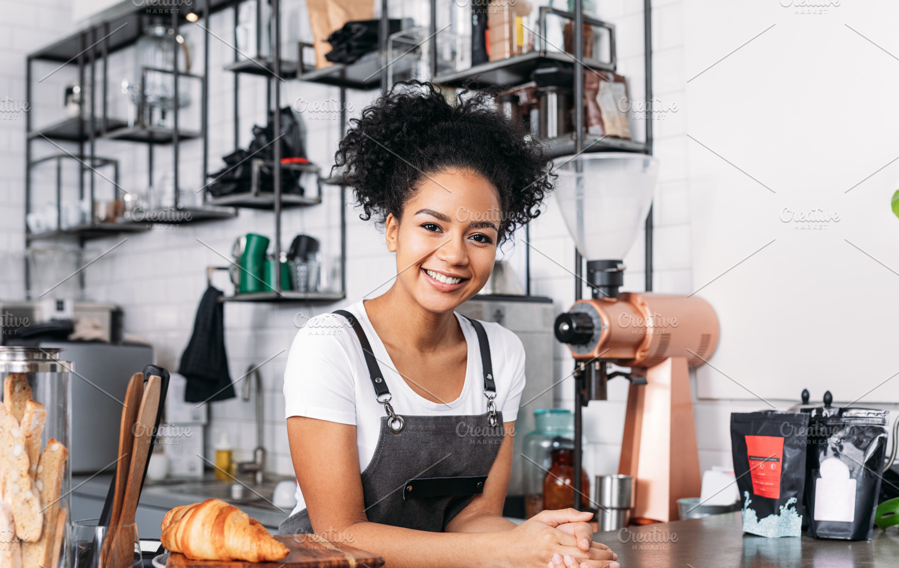 Beautiful female barista, a Food & Drink Photo by Artem Varnitsin