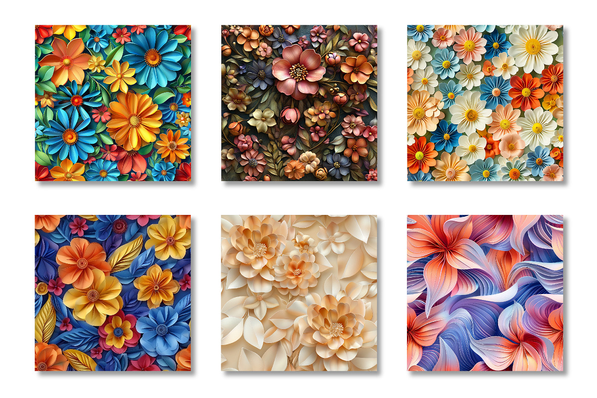 3D Floral Seamless Digital Paper, a Pattern Graphic by Canvas Craft (Photo 3 of 6)