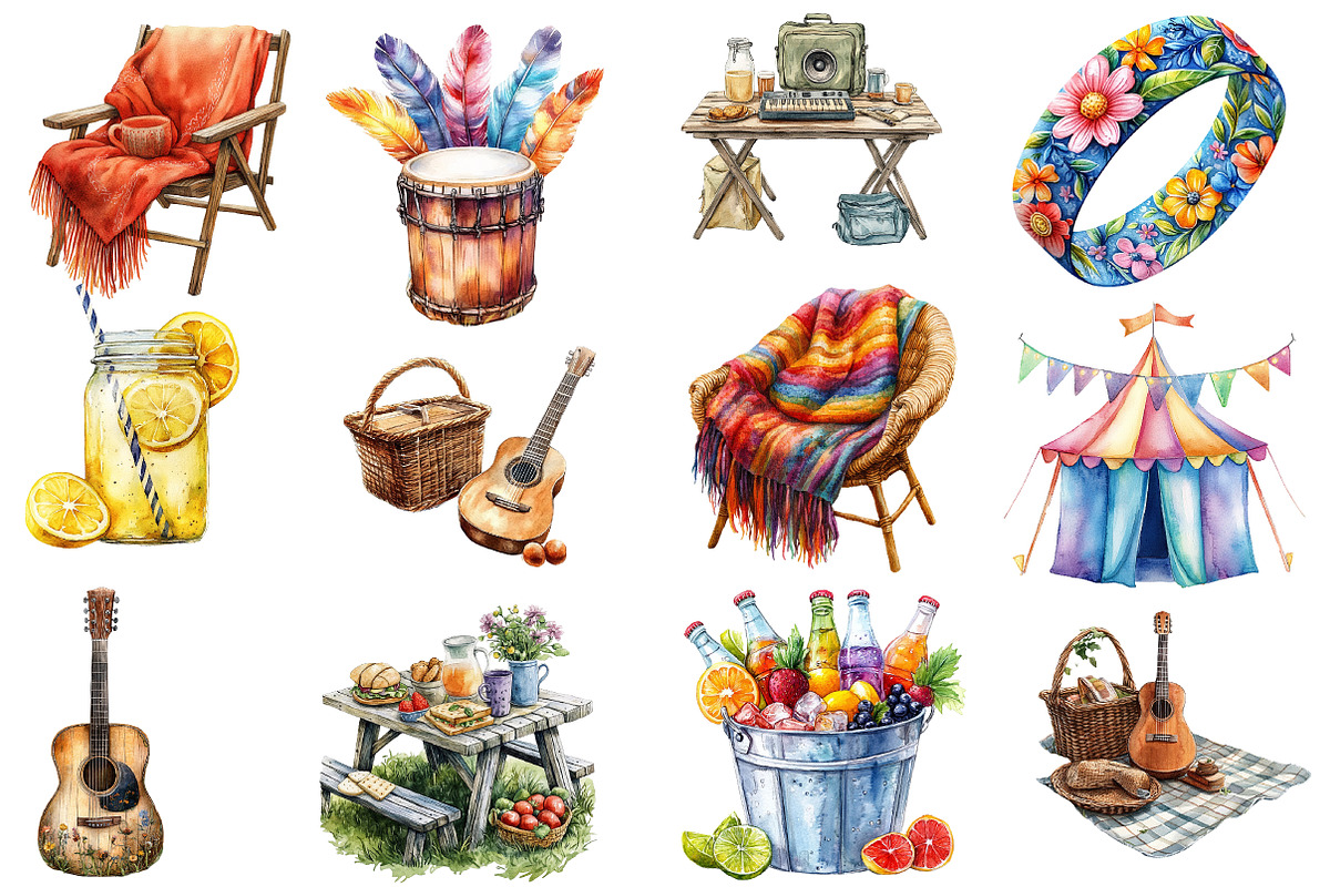 Picnic Party Music Festival Clipart, an Illustration by Designworld (Photo 2 of 5)