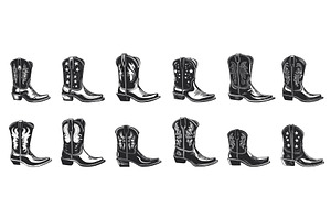 Cowgirl Boot Set. Side View. Stylish