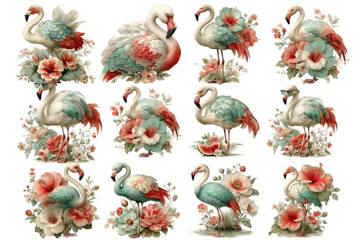 Whimsical Summer Flamingo Clipart, an Illustration by DreamArtGraphic (Photo 4 of 5)