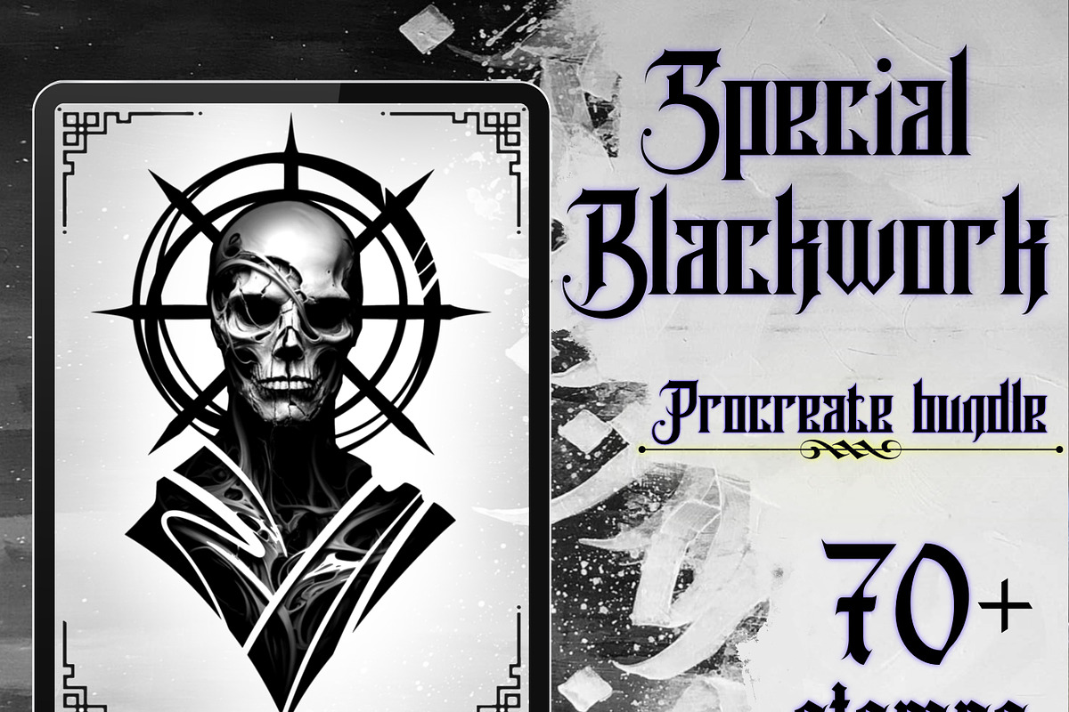 Special Blackwork Procreate tattoo, a Brush Add-On by ProcreateInk (Photo 1 of 7)
