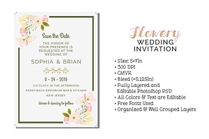 Flowery Wedding Invitation, an Invitation Template by Cyrah's Collection
