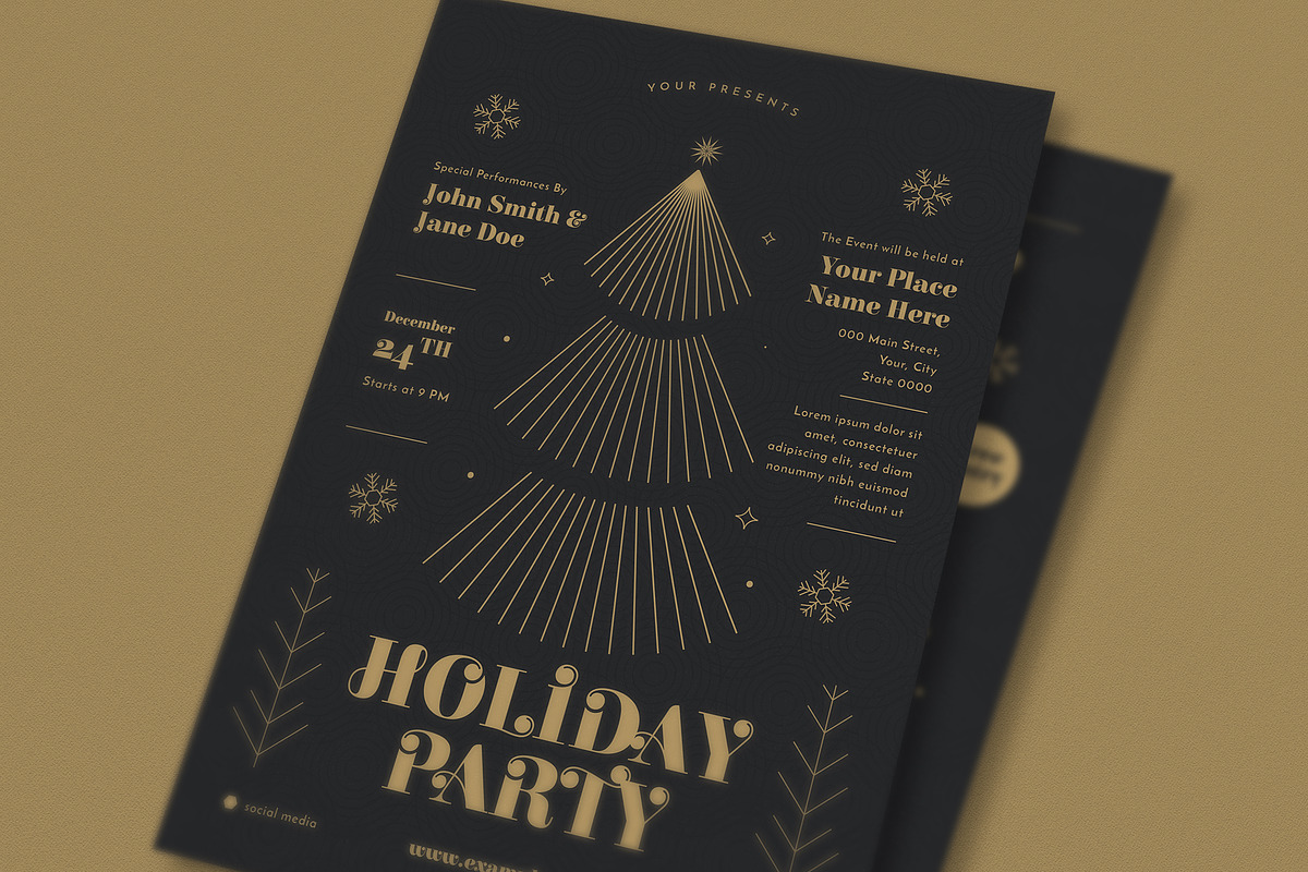 Holiday Gold Christmas Event Flyer, a Flyer Template by Guuver (Photo 4 of 4)