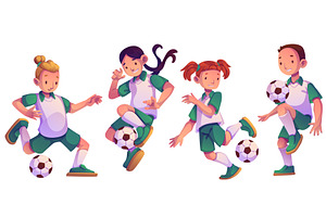 Soccer sport kids in action poses, a Sport Illustration by art PVP - market