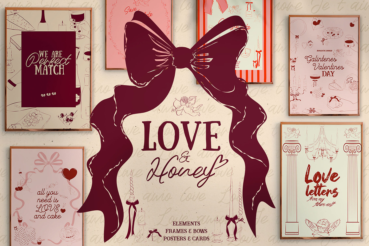 Love & Honey. Romantic Wall Art, a Decorative Illustration by Mio Buono (Photo 1 of 13)