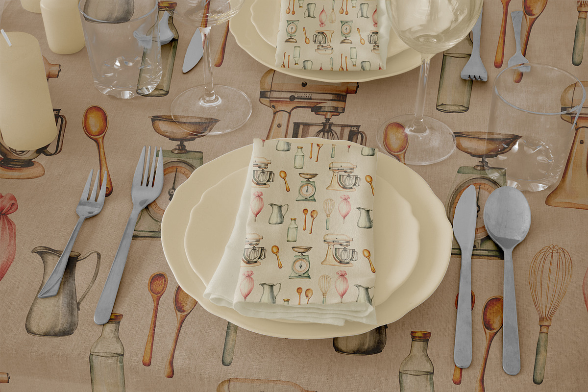 Baking Supplies Watercolor Cute Set, a Food Illustration by Pati Paints (Photo 6 of 8)