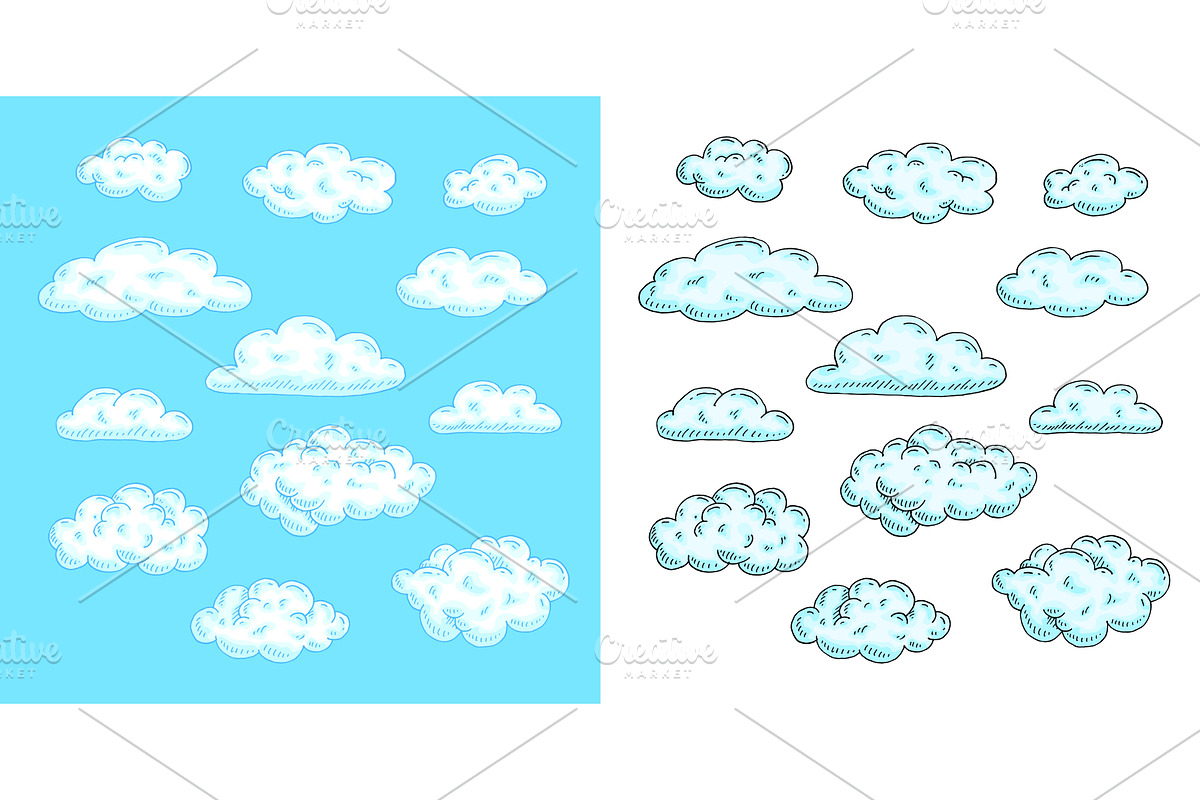 Cloud. Vector color hand drawn, an Object Illustration by MoreVector