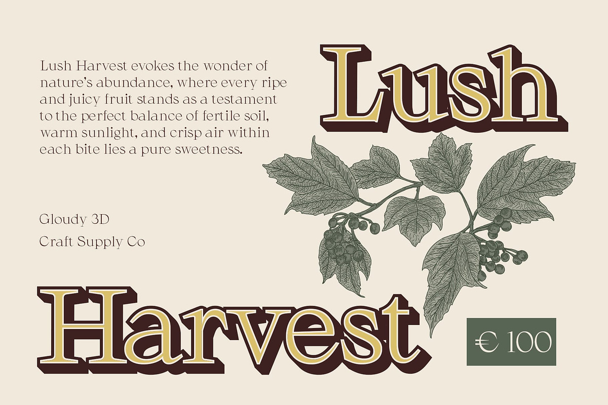 Gloudy 3D, a Serif Font by Craft Supply Co. (Photo 4 of 8)