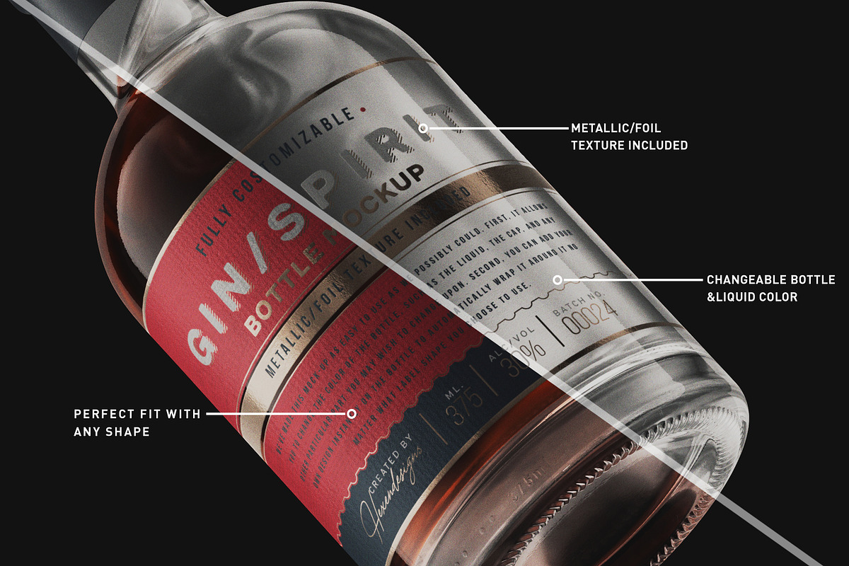 Gin Bottle Mockup V2, a Product Mockup by HexenDesigns (Photo 6 of 14)