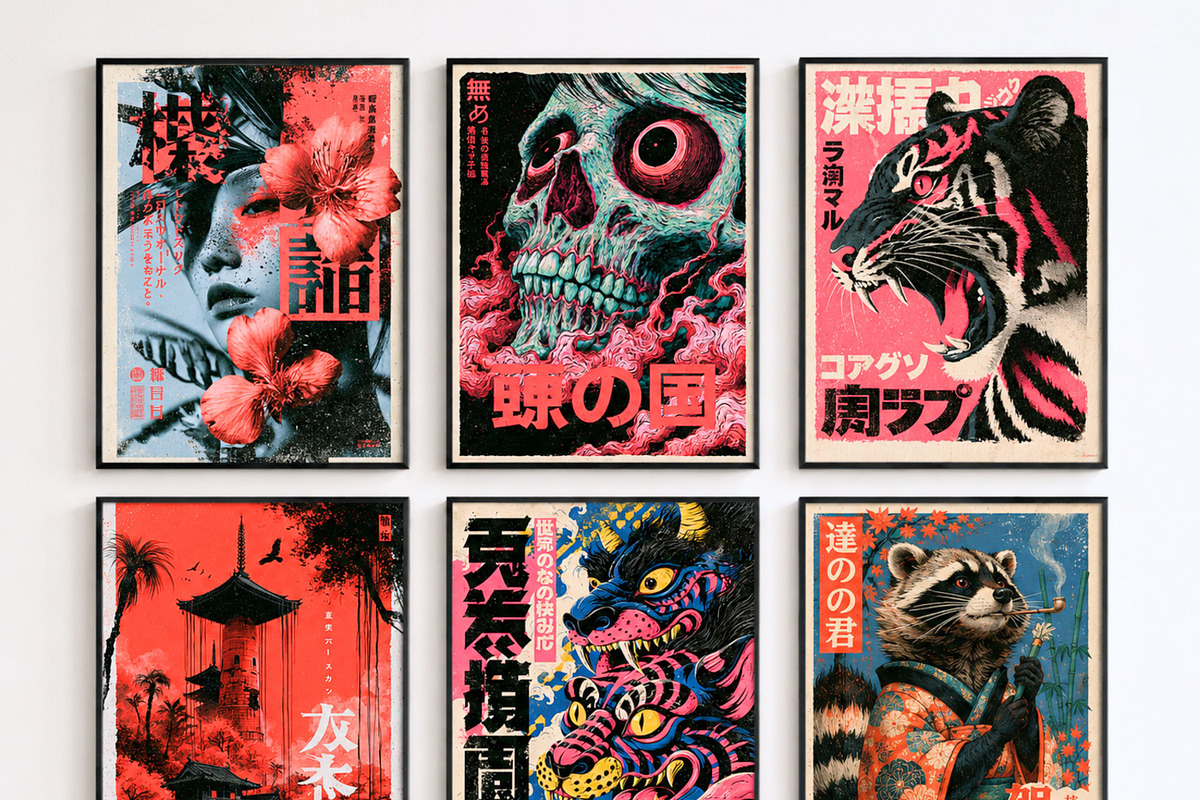 1000 Japanese Wall Art Prints Bundle, a Decorative Illustration by Selenique Studio (Photo 8 of 12)