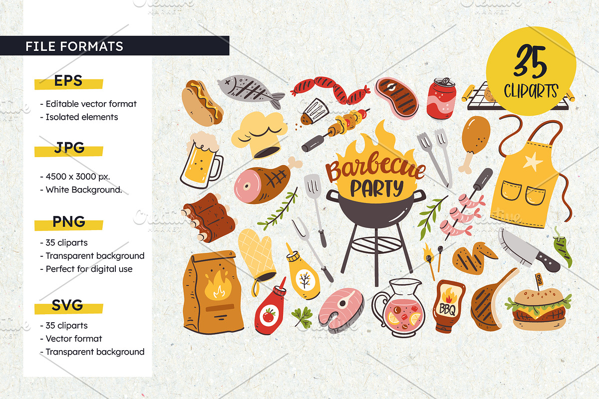 Barbecue Grill Party Clipart, a Food Illustration by insemar (Photo 3 of 4)