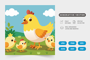 Chicks cheeping around their cluckin