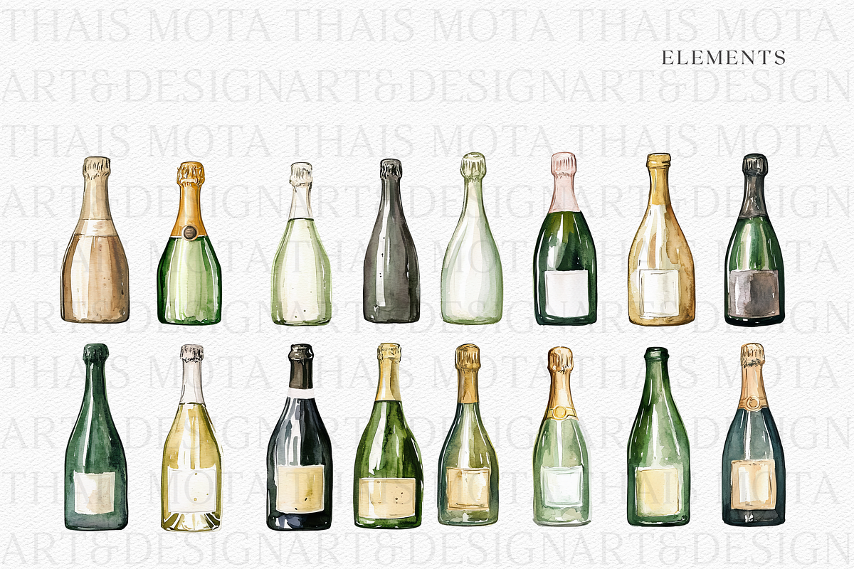 Cool Fizz - Champagne Bottles, a Decorative Illustration by ThaismotaCreativeCo (Photo 3 of 6)