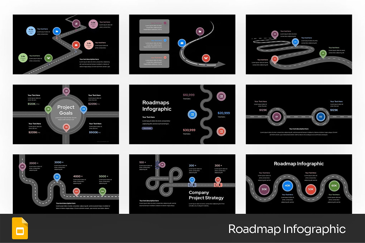 Roadmaps Infographic GSlides, PPoint, a Presentation Template by Fit-tee (Photo 1 of 4)