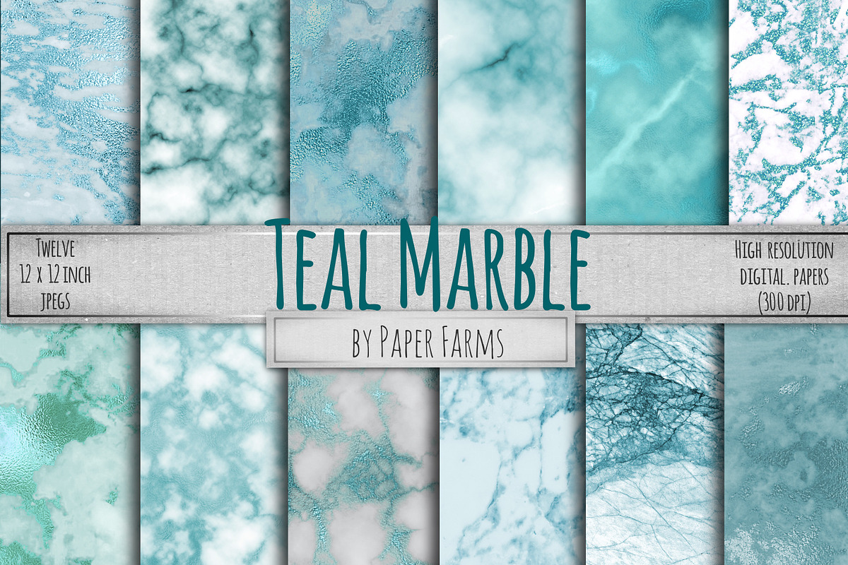 Teal marble backgrounds, a Texture Graphic by Paper Farms