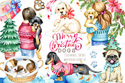 Christmas dogs Clipart, Holiday pug, an Animal Illustration by SimpleWishesArt (Thumbnail 1 of 8)