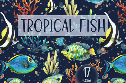 Tropical Fish & Coral Watercolor
