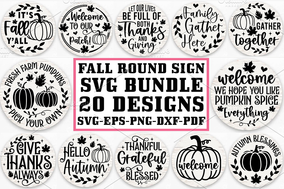 Fall Round Door hanger SVG Bundle, a Graphic by Designer302 (Photo 1 of 23)
