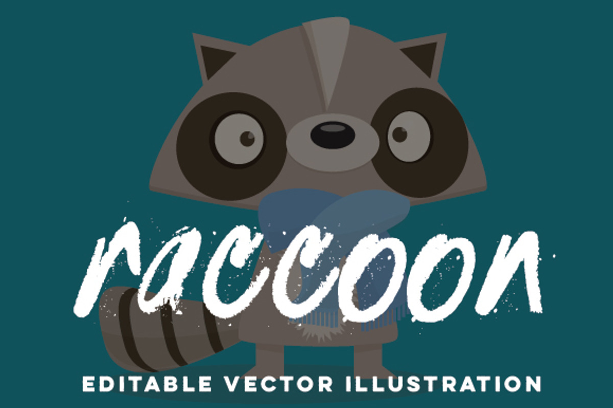 Hand-Drawn Raccoon Vector Cartoon, an Animal Illustration by Rainy City Press (Photo 1 of 3)