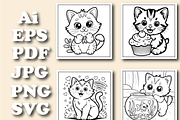 Cute Kawaii Cat Coloring Pages-Book, an Animal Illustration by Design Zone (Thumbnail 4 of 5)
