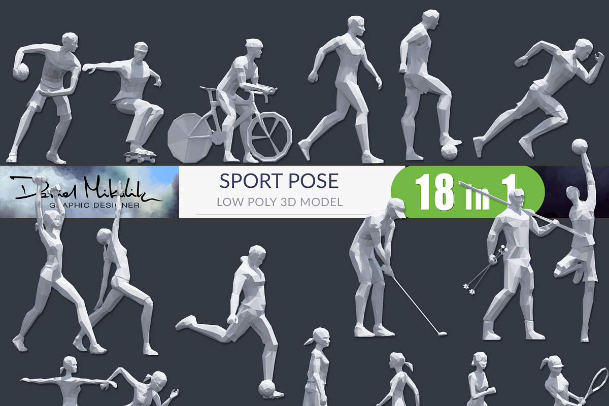 Low Poly Sport Pose Pack, a Characters & Person 3D Model by Daniel Mikulik (Photo 1 of 5)