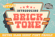 Bricktone is a Retro slab serif font, a Slab Serif Font by Brown Cupple (Thumbnail 1 of 13)