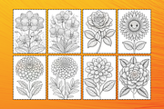 20 Flower Coloring Pages Kids, a Graphic by Wilin Digital (Thumbnail 2 of 2)