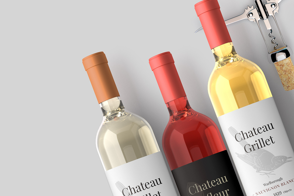 Wine Bottle Mockup Kit, a Merchandise Mockup by PSD Market (Photo 13 of 16)