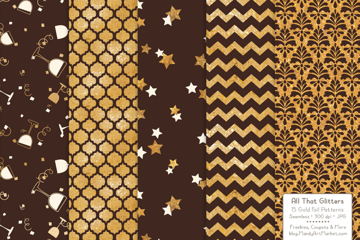 Chocolate Gold Foil Digital Papers, a Pattern Graphic by Amanda Ilkov (Photo 4 of 4)